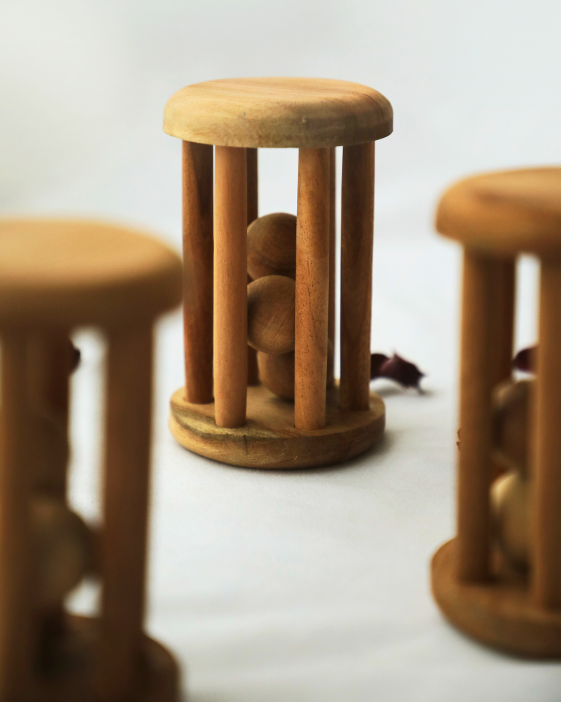 SouLilly Neem Wood Tumbler Rattle for Infants (3+ Months)