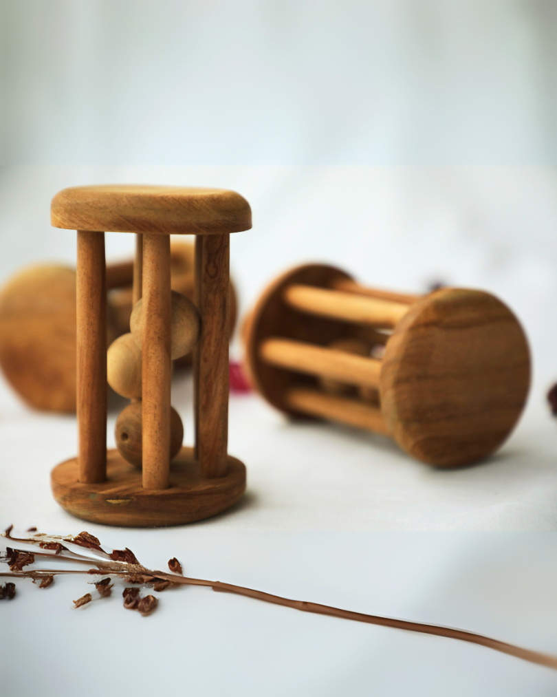 SouLilly Neem Wood Tumbler Rattle for Infants (3+ Months)