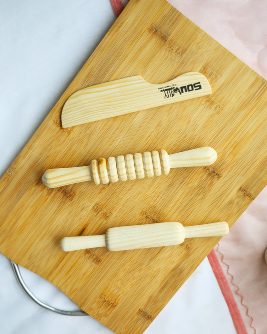 SouLilly Wooden Play Dough Tool Kit – Rolling Pins & Knife (3+ Years)