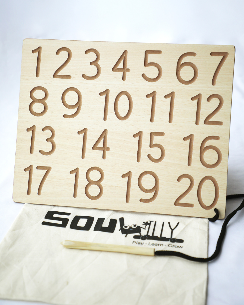 SouLilly Wooden Number Tracing Sheet 1–20 (3+ Years)