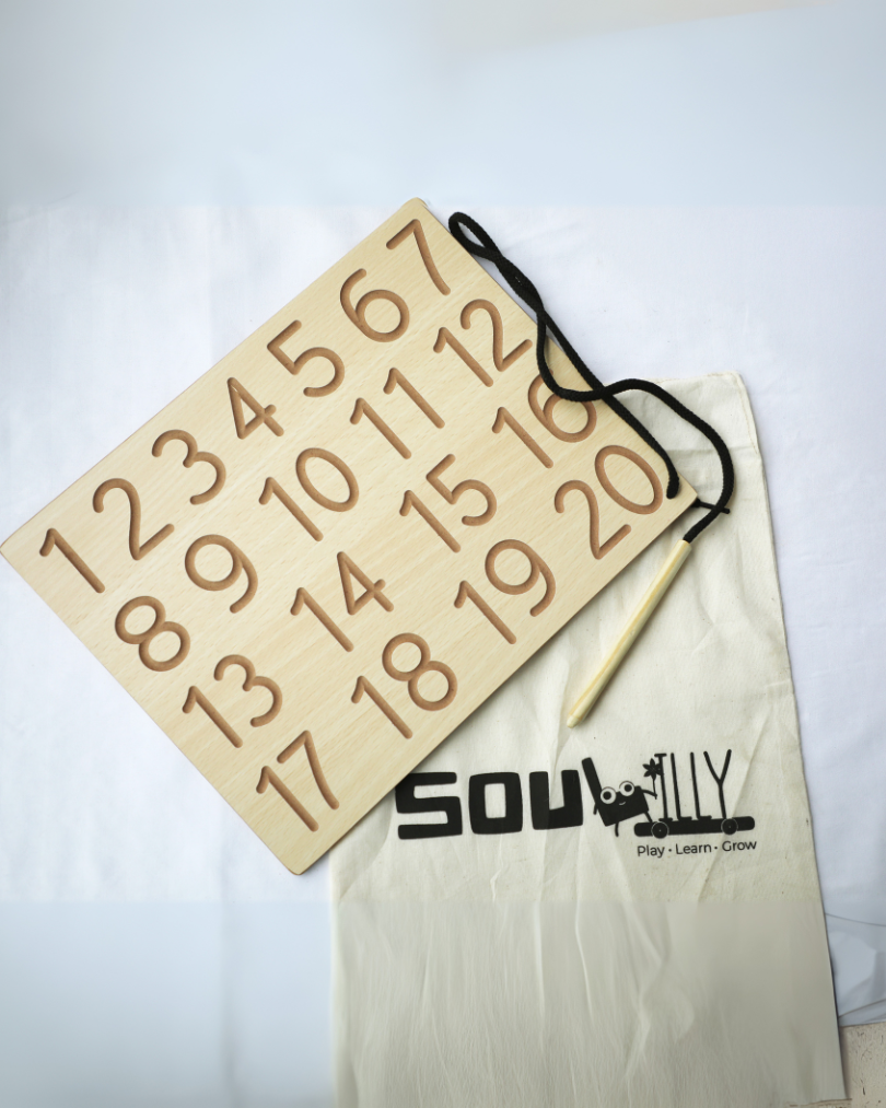 SouLilly Wooden Number Tracing Sheet 1–20 (3+ Years)
