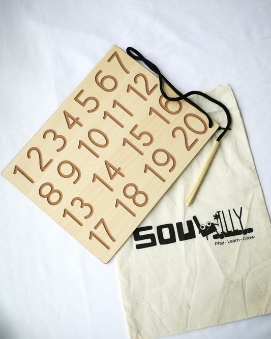 SouLilly Wooden Number Tracing Sheet 1–20 (3+ Years)