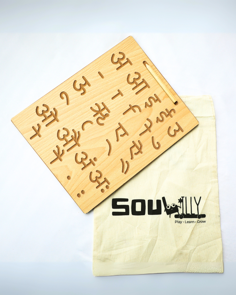 SouLilly Hindi Alphabet Tracing Board (Dual-Sided) – Ages 3+