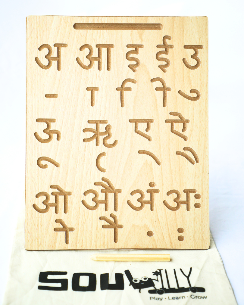 SouLilly Hindi Alphabet Tracing Board (Dual-Sided) – Ages 3+