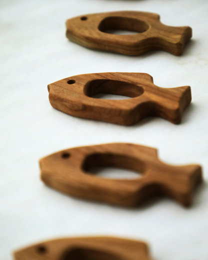 SouLilly Neem Wood Fish Teether for Babies (3+ Months)