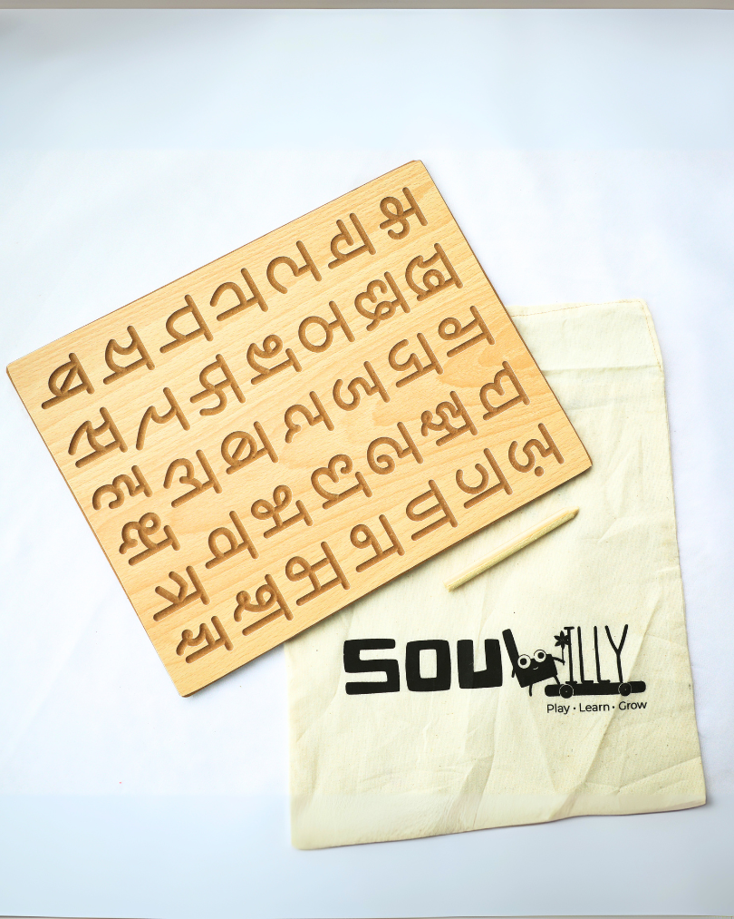 SouLilly Hindi Alphabet Tracing Board (Dual-Sided) – Ages 3+