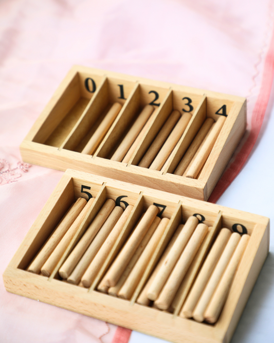 SouLilly Wooden Spindle Box with Numbers (3+ Years)