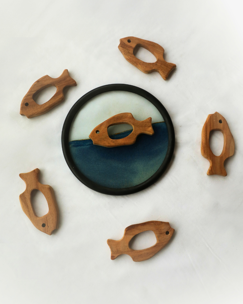 SouLilly Neem Wood Fish Teether for Babies (3+ Months)
