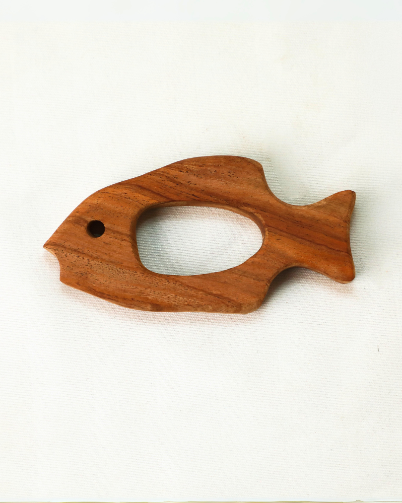 SouLilly Neem Wood Fish Teether for Babies (3+ Months)