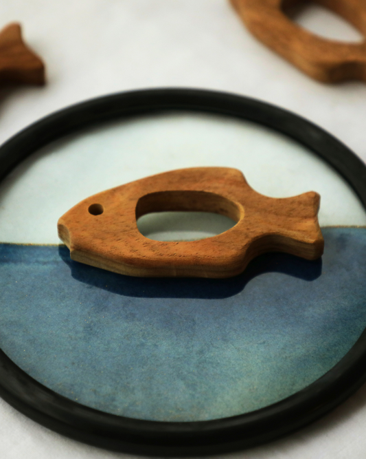SouLilly Neem Wood Fish Teether for Babies (3+ Months)