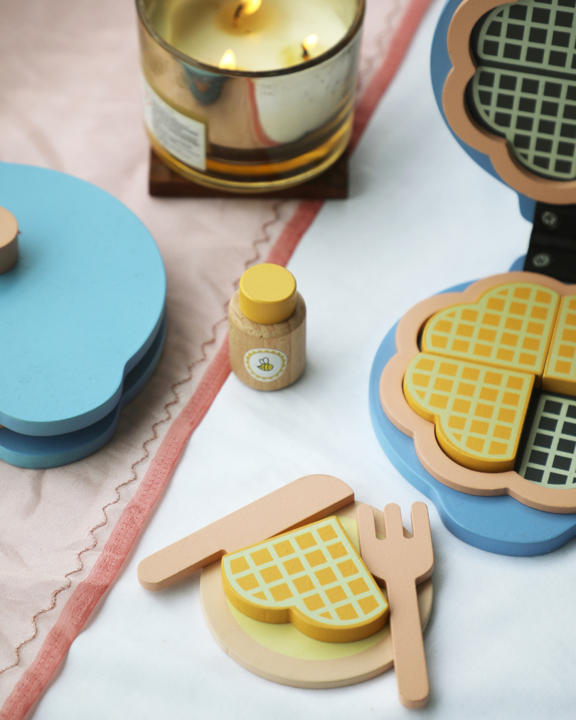 SouLilly Wooden Waffle Maker Pretend Play Set (3+ Years)