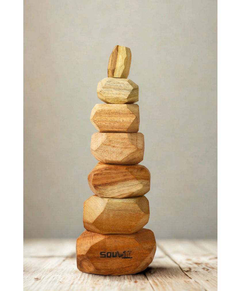 SouLilly Neem Wood Zen Blocks – Set of 7 (18+ Months)
