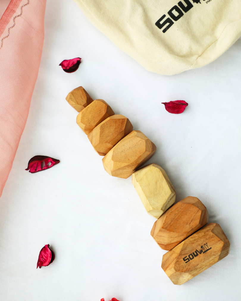 SouLilly Neem Wood Zen Blocks – Set of 7 (18+ Months)