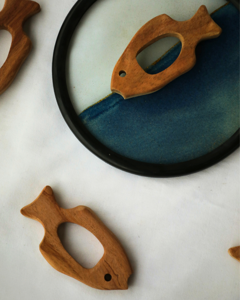 SouLilly Neem Wood Fish Teether for Babies (3+ Months)