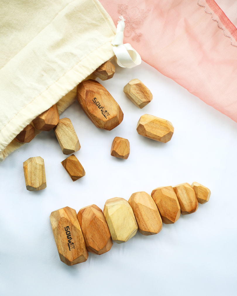 SouLilly Neem Wood Zen Blocks – Set of 7 (18+ Months)