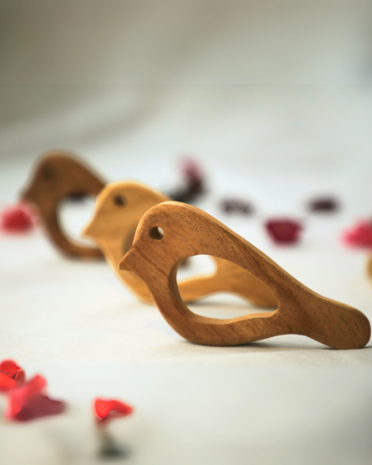 SouLilly Neem Wood Bird Teether for Babies (3+ Months)