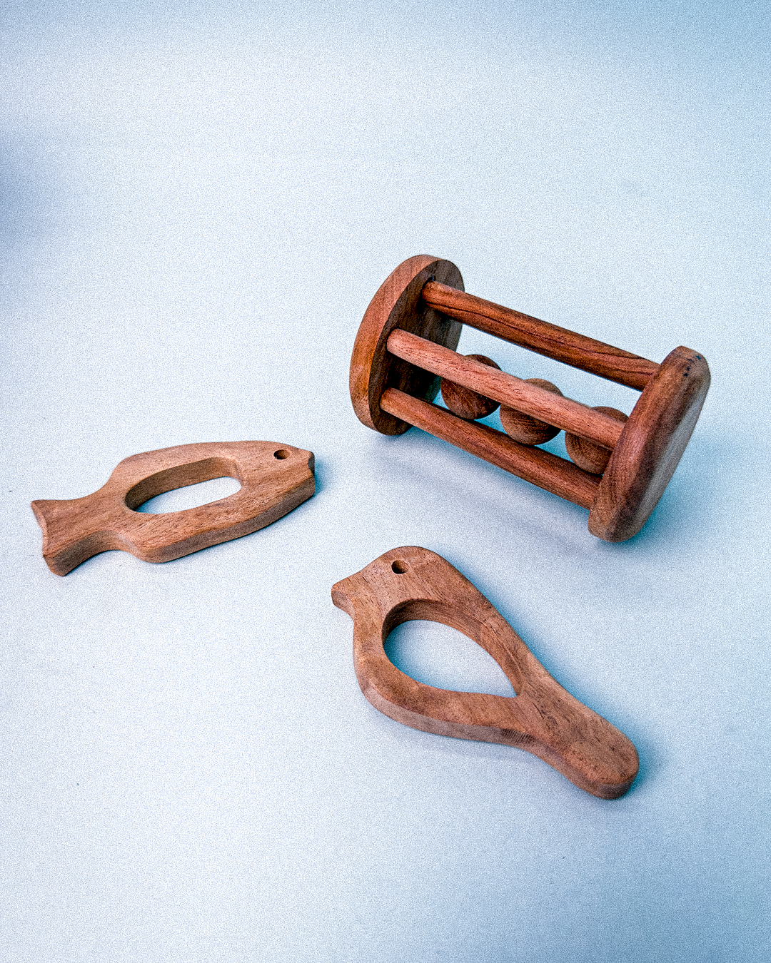 SouLilly Neem Wood Essentials – Teether & Rattle Set (3+ Months)