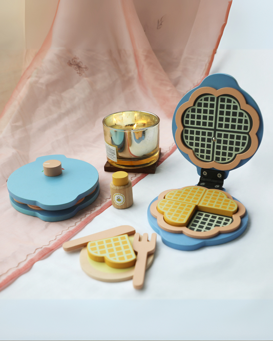 SouLilly Wooden Waffle Maker Pretend Play Set (3+ Years)